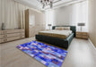 Patterned Sky Blue Rug in a Bedroom, pat2285blu