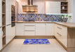 Patterned Sky Blue Rug in a Kitchen, pat2285blu