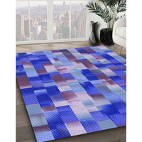 Patterned Sky Blue Rug, pat2285blu