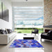 Square Patterned Sky Blue Rug in a Living Room, pat2285blu