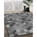 Machine Washable Transitional Grey Gray Rug in a Family Room, wshpat2285gry