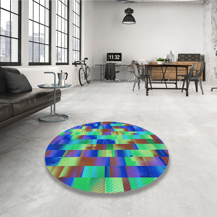 Round Patterned Deep Periwinkle Purple Rug in a Office, pat2285lblu