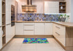 Patterned Deep Periwinkle Purple Rug in a Kitchen, pat2285lblu