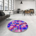 Round Patterned Lilac Purple Rug in a Office, pat2285pur