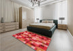 Patterned Red Rug in a Bedroom, pat2285rd