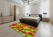 Patterned Pistachio Green Rug in a Bedroom, pat2285yw