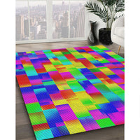 Patterned Violet Red Pink Modern Rug, pat2285