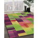 Machine Washable Transitional Pistachio Green Rug in a Family Room, wshpat2286brn