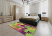 Patterned Pistachio Green Rug in a Bedroom, pat2286brn