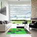 Square Patterned Neon Green Rug in a Living Room, pat2286grn