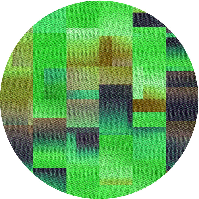 Square Patterned Neon Green Rug, pat2286grn