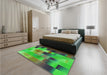 Patterned Neon Green Rug in a Bedroom, pat2286grn