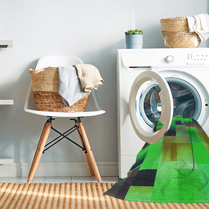 Machine Washable Transitional Neon Green Rug in a Washing Machine, wshpat2286grn