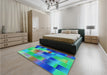 Patterned Blue Rug in a Bedroom, pat2286lblu