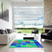 Machine Washable Transitional Blue Rug in a Kitchen, wshpat2286lblu