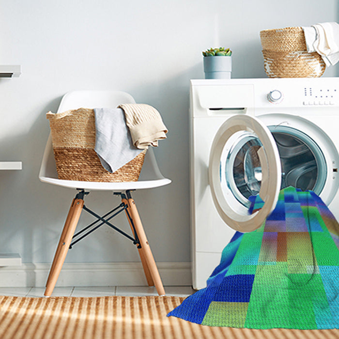 Machine Washable Transitional Blue Rug in a Washing Machine, wshpat2286lblu