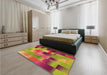 Patterned Crimson Red Rug in a Bedroom, pat2286org