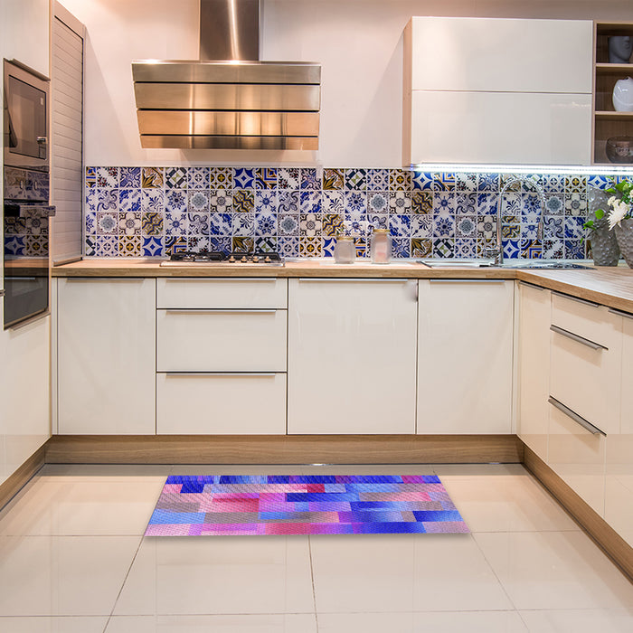 Patterned Blue Violet Purple Rug in a Kitchen, pat2286pur