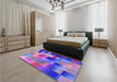 Patterned Blue Violet Purple Rug in a Bedroom, pat2286pur