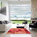 Square Patterned Red Rug in a Living Room, pat2286rd