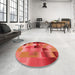 Round Patterned Red Rug in a Office, pat2286rd