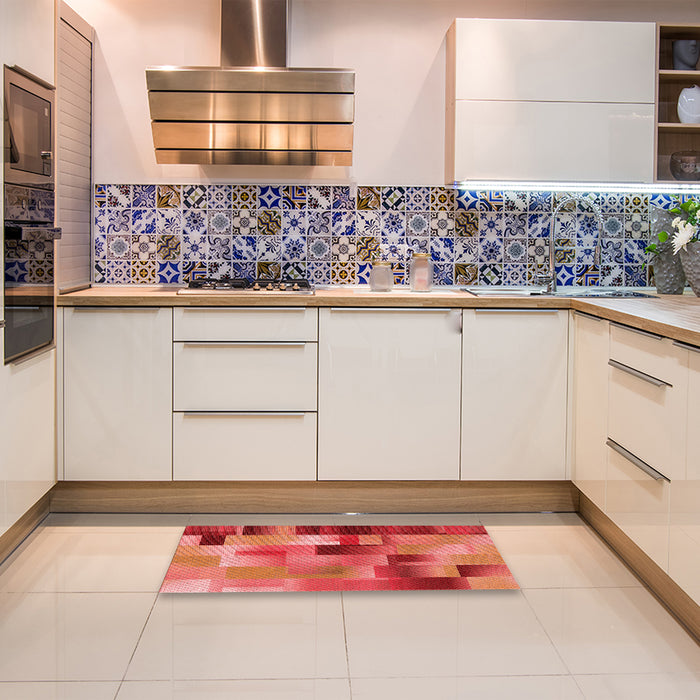 Patterned Red Rug in a Kitchen, pat2286rd