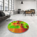 Round Patterned Red Rug in a Office, pat2286yw