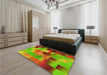 Patterned Red Rug in a Bedroom, pat2286yw