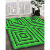 Patterned Lime Green Rug, pat2287grn