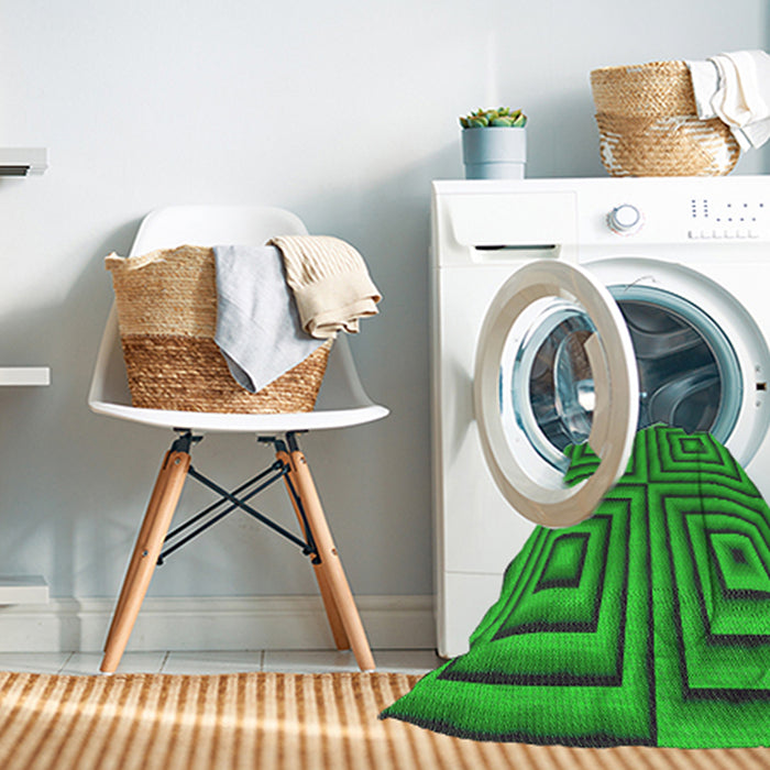 Machine Washable Transitional Lime Green Rug in a Washing Machine, wshpat2287grn