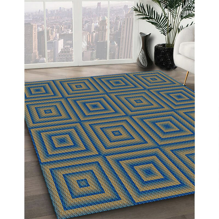 Patterned Camouflage Green Rug in Family Room, pat2288lblu