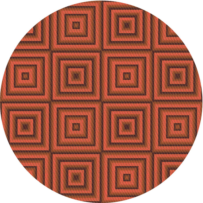 Square Patterned Orange Red Orange Rug, pat2288org