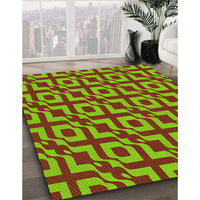 Patterned Bright Green Rug, pat2289yw