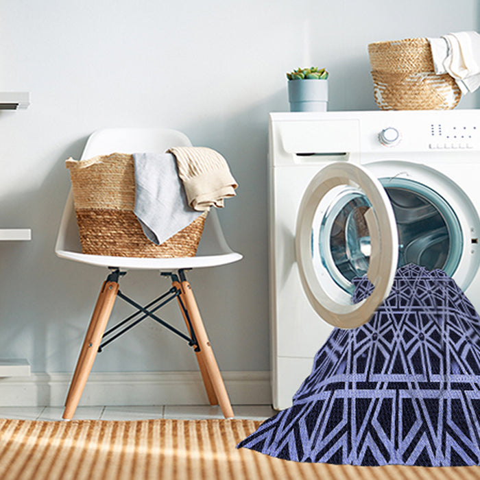 Machine Washable Transitional Night Blue Rug in a Washing Machine, wshpat229blu