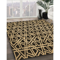 Patterned Metallic Gold Rug, pat229brn