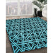 Machine Washable Transitional Deep Teal Green Rug in a Family Room, wshpat229lblu