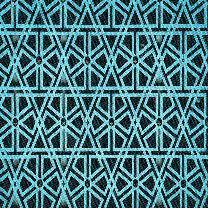 Round Patterned Deep Teal Green Rug, pat229lblu