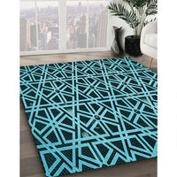 Patterned Deep Teal Green Rug, pat229lblu