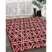 Patterned Pastel Red Pink Rug in Family Room, pat229rd