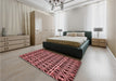 Patterned Pastel Red Pink Rug in a Bedroom, pat229rd