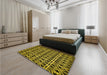 Patterned Midnight Gray Rug in a Bedroom, pat229yw