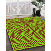 Patterned Bright Green Rug, pat2290yw