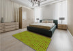 Patterned Bright Green Rug in a Bedroom, pat2290yw