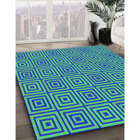 Patterned Blue Novelty Rug, pat2290