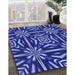 Patterned Sky Blue Rug in Family Room, pat2291blu