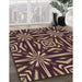 Patterned Purple Lily Purple Rug in Family Room, pat2291brn