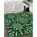 Patterned Dark Forest Green Rug in Family Room, pat2291grn