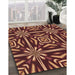 Patterned Deep Red Rug in Family Room, pat2291org