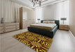 Patterned Orange Gold Rug in a Bedroom, pat2291yw