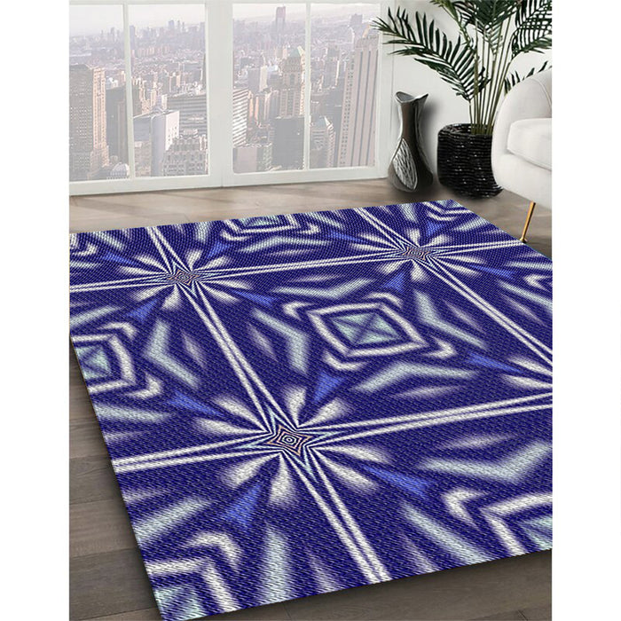 Patterned Earth Blue Novelty Rug in Family Room, pat2291